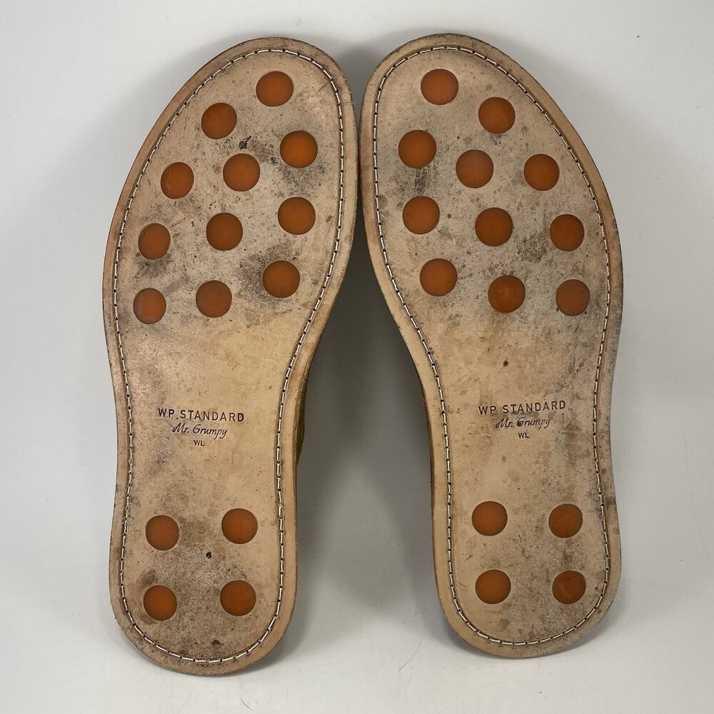 WP Standard Mr Grumpy Olive Green Suede Slippers Womens Size Large WL Size 9-10 - Picture 8 of 12